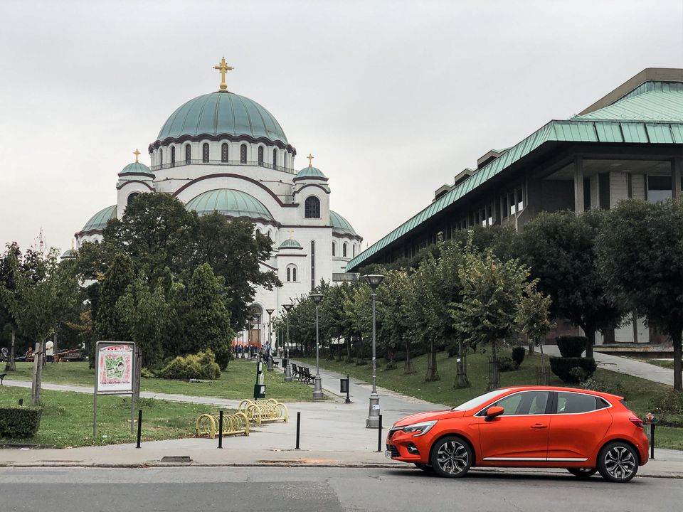 Church of Saint Sava and a 2019 Renault Clio lend to us by Renault.